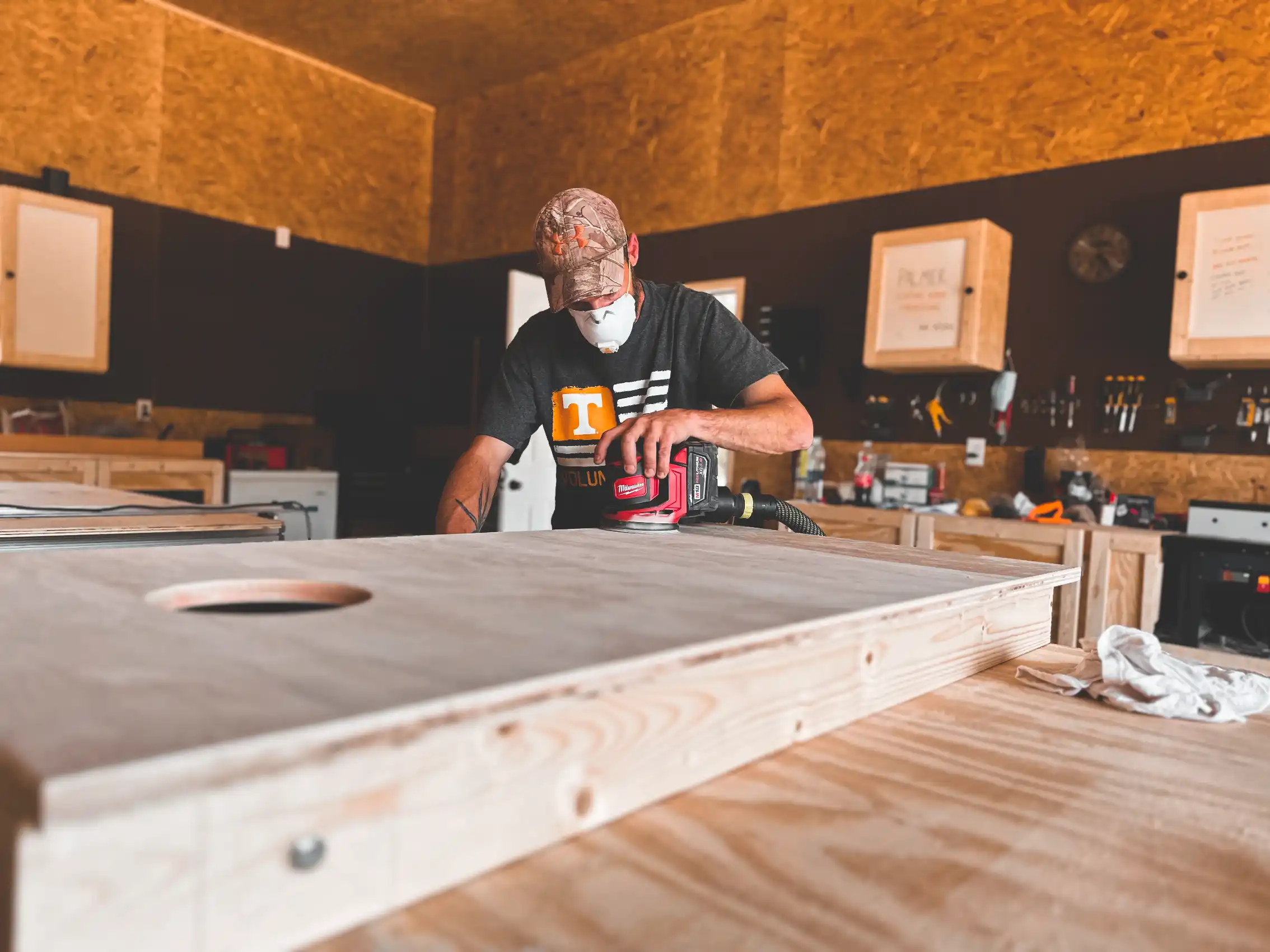 Eric sanding in the shop